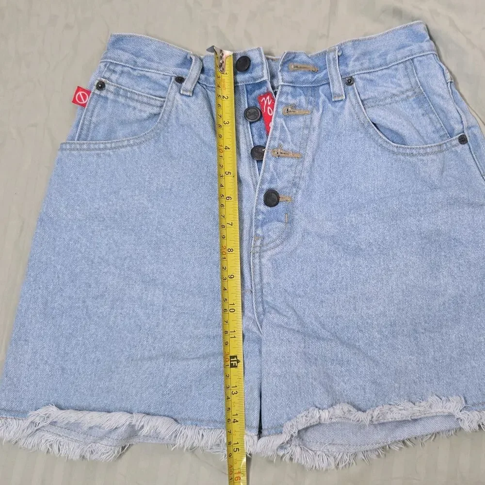 No Excuses Femme Fatale Women's Cut Off Denim Shorts Light Blue Cotton 8/10 Poc…